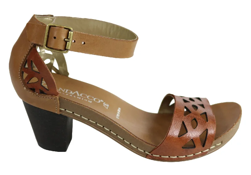 Gift Ideas Andacco Cape Womens Leather Comfort Mid Heel Sandals Made In Brazil
