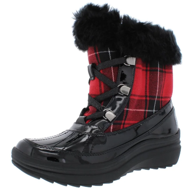 Popular Collection Anne Klein Womens Gayla 2 Faux Fur Plaid Winter Boots