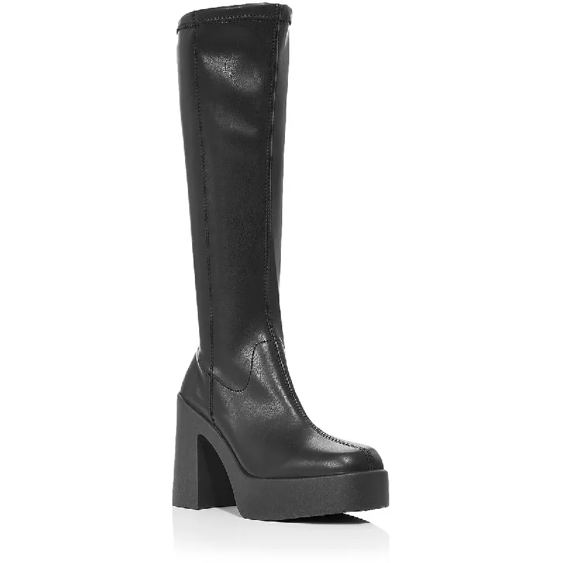 Style Upgrade Aqua Womens BILLY  Faux Leather Platform Knee-High Boots