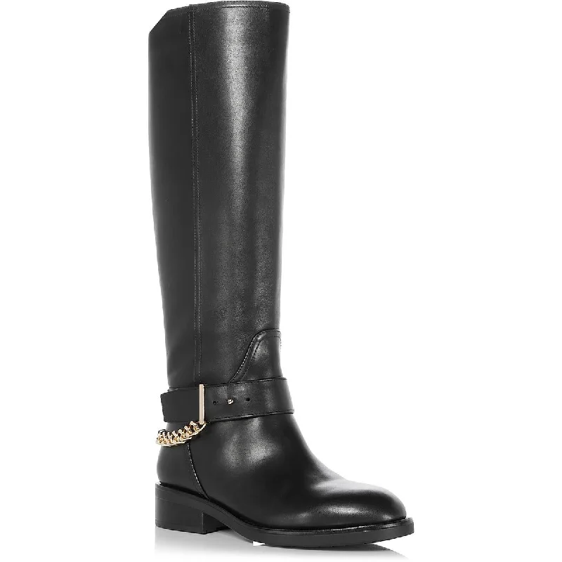 Enjoy Discount Aqua Womens Riley Leather Round toe Knee-High Boots