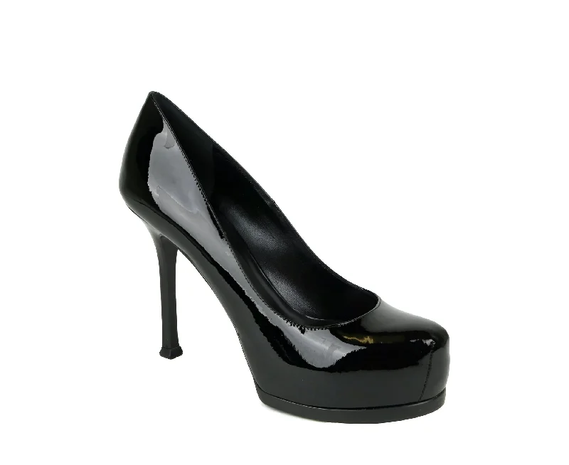 Flash Sales Saint Laurent Women's Black Patent Leather Tribtoo 80 Platform Pump