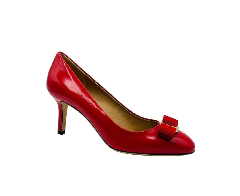Fast Fashion Favorites Salvatore Ferragamo Women's Red Leather Bow Heel Pump