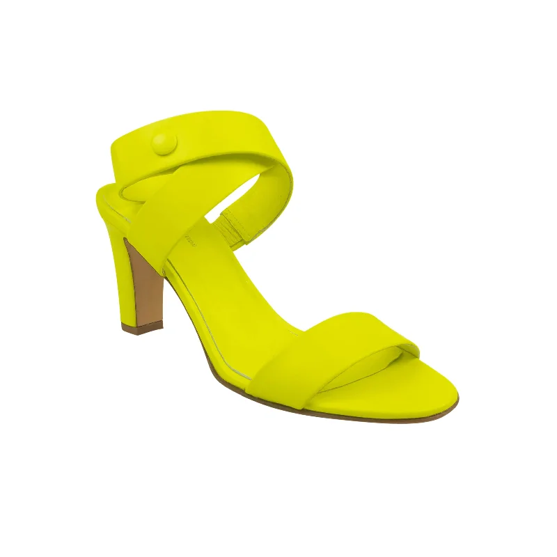 Evening Elegance A_PLAN_APPLICATION Neon Yellow Twist Strap Heels