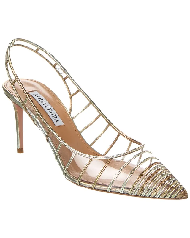 Comfortable Urban Shoes Aquazzura Call Me 75 Vinyl & Leather Slingback Pump