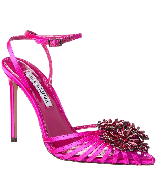 Non-Slip Shoes Aquazzura Crystal Margarita 105 Satin Pump