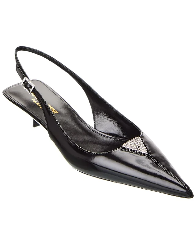 Luxury Streetwear Shoes Saint Laurent Cherish 30 Leather Slingback Pump
