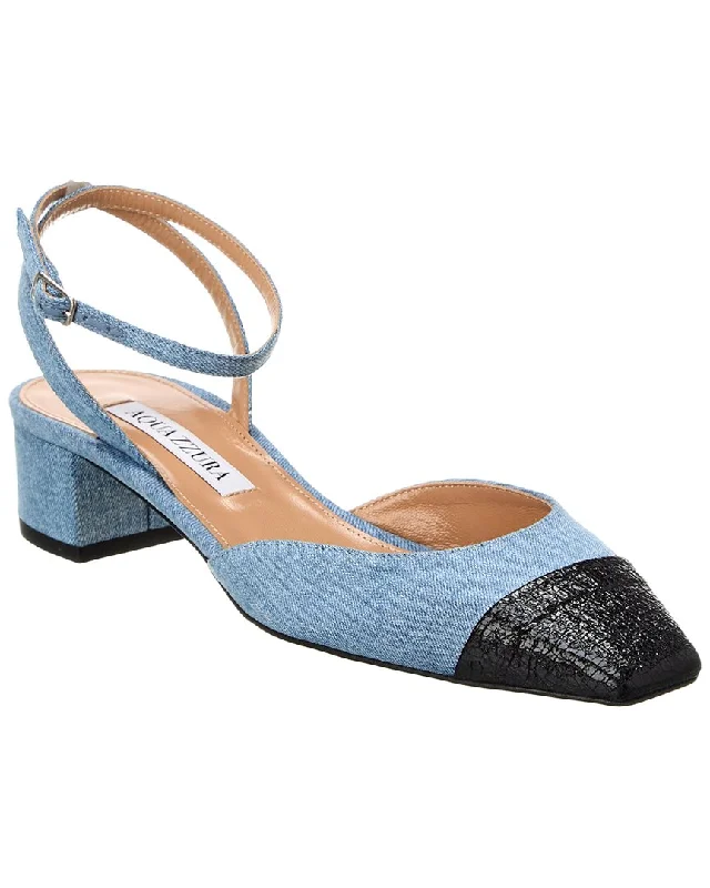 All-Season Shoes Deal Aquazzura French Flirt 35 Denim & Leather Pump
