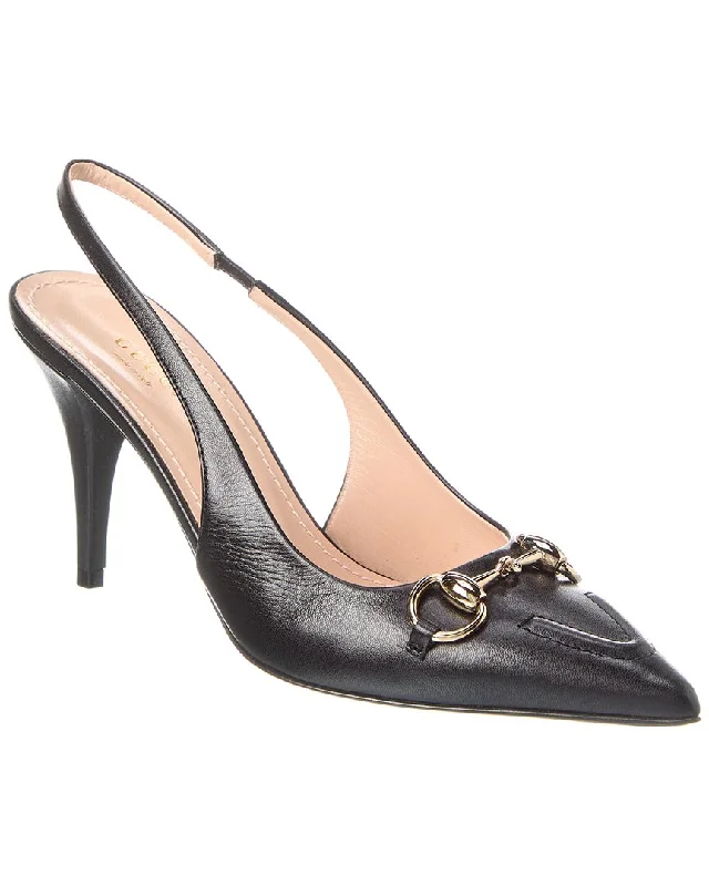 Snag Fabulous Fashion Bargains Gucci Horsebit Leather Slingback Pump