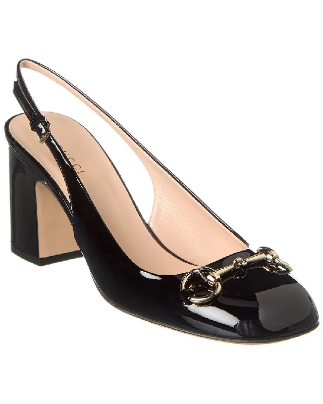 Seasonal Picks Gucci Horsebit Patent Slingback Pump