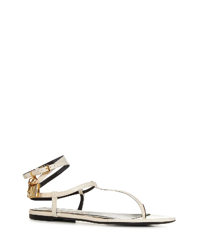 Limited Edition Tom Ford Womens Leather Flat Sandals In White