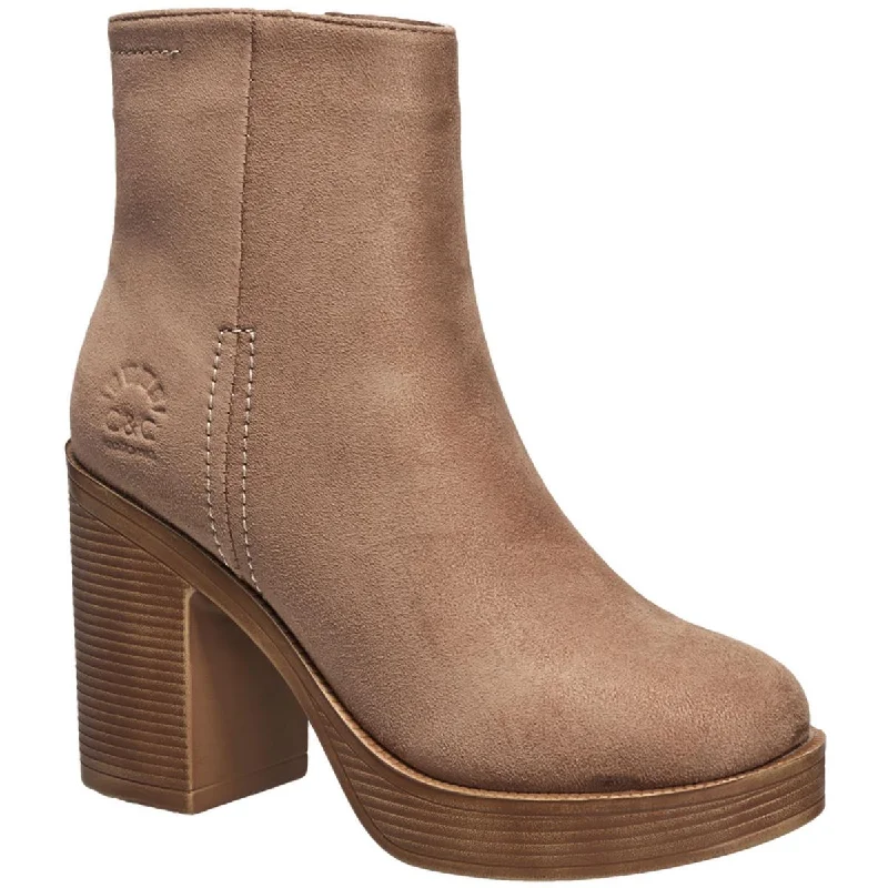 Snag Fabulous Fashion Bargains C & C California Womens Vegan Suede Block Heel Ankle Boots