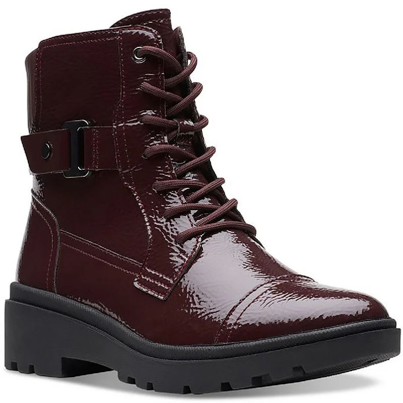 Luxury Boots Sale Clarks Womens Calla Dance Patent Ankle Combat & Lace-Up Boots