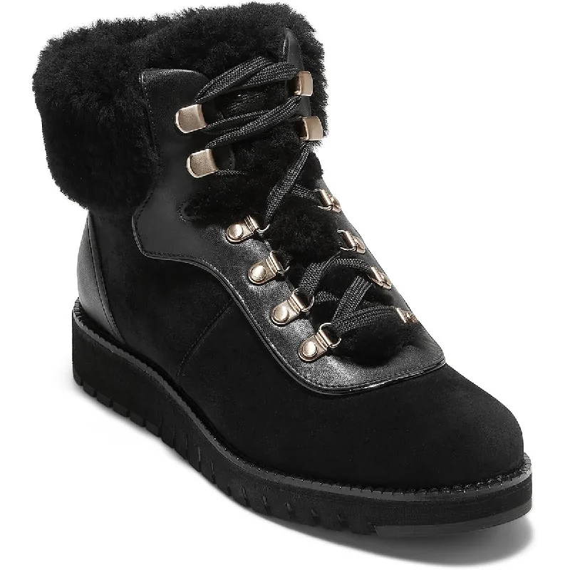 Easy Elegance Sales Cole Haan Womens ZERO GRAND Faux Suede Faux Fur Hiking Boots