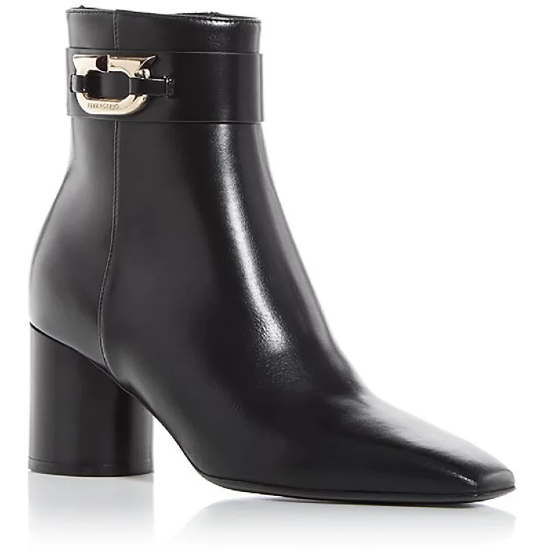 Big Savings Ferragamo Womens PLACIDA Leather Block Heel Ankle Boots