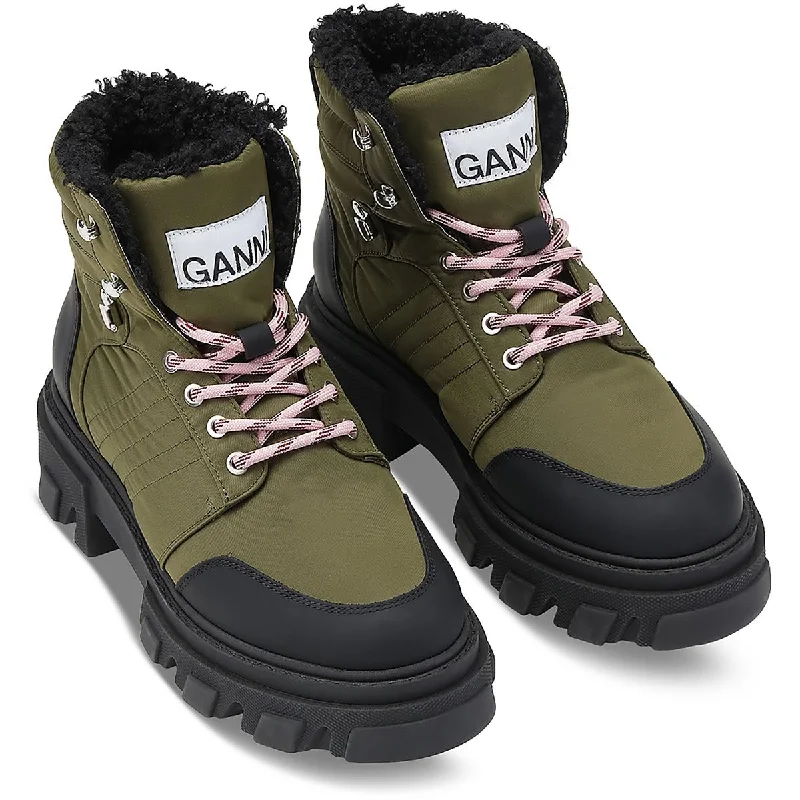 Limited Time Deal Ganni Womens Leather Cozy Hiking Boots