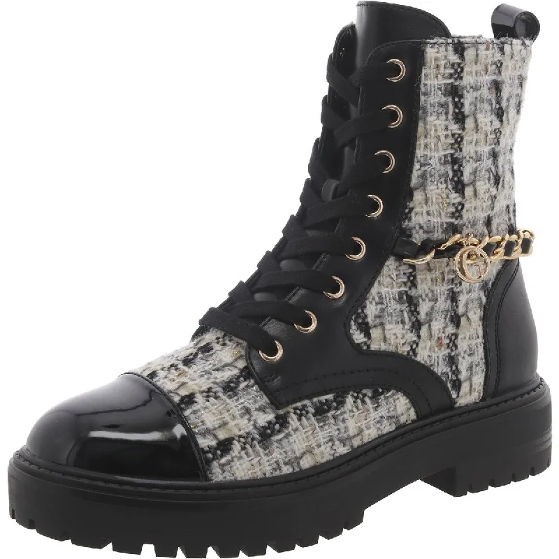 Elegant Evening Shoes Deal Guess Womens Metallic Zip Up Combat & Lace-Up Boots