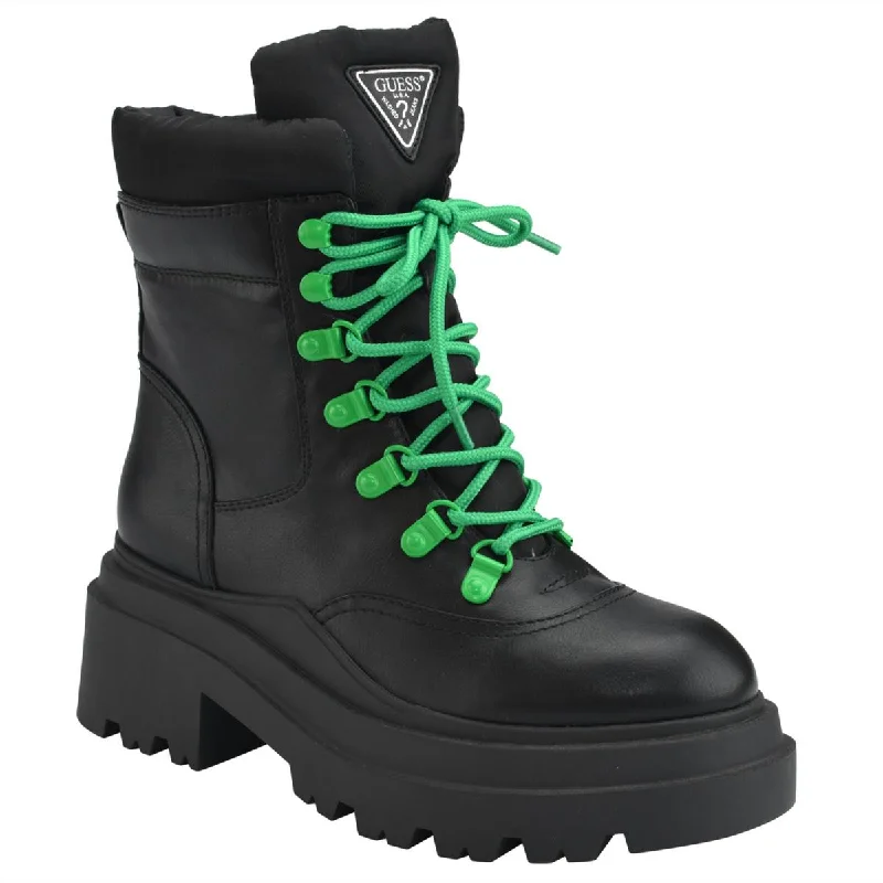 Mega Sale Guess Womens Vaney  Faux Leather Almond Toe Combat & Lace-up Boots