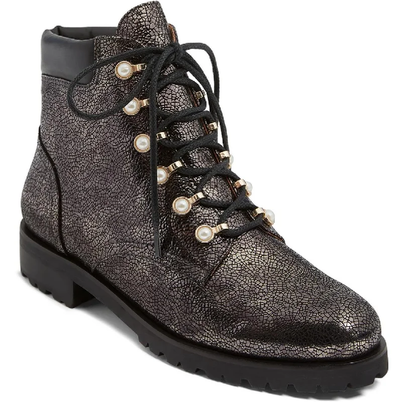 Fast Fashion Favorites Jack Rogers Womens Peyton Pearl Leather Lace Up Ankle Boots