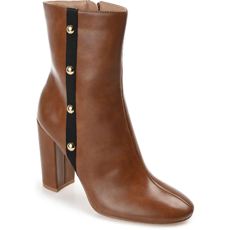 Trendy Threads Journee Collection Womens Leather Block Heel Mid-Calf Boots