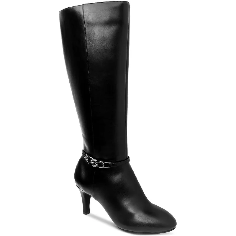 Vintage-Inspired Shoes Deal Karen Scott Womens Hanna Leather Tall Mid-Calf Boots