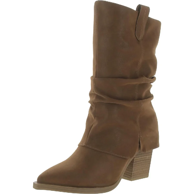 Daily Deals Mia Womens WEST Faux Suede Slouchy Shaft Cowboy, Western Boots