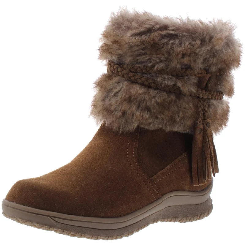 Casual Chic Minnetonka Womens Everett Leather Faux Fur Mid-Calf Boots