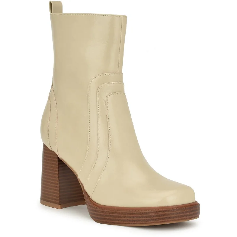 Season Sale Nine West Womens Donad 3 Faux Leather Square Toe Mid-Calf Boots