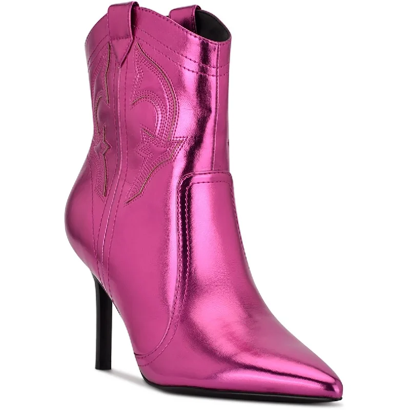 Stylish Basics Nine West Womens Flows 3 Metallic Pull-on Cowboy, Western Boots