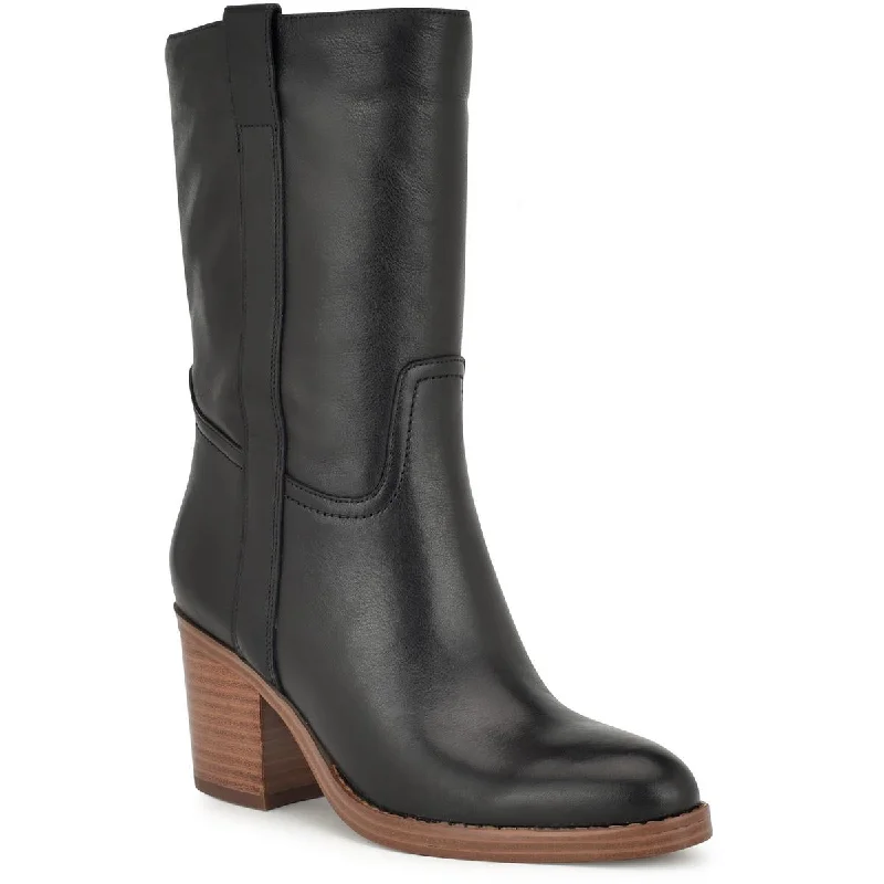 Fashion Sale Nine West Womens Hess Faux Leather Block Heel Mid-Calf Boots