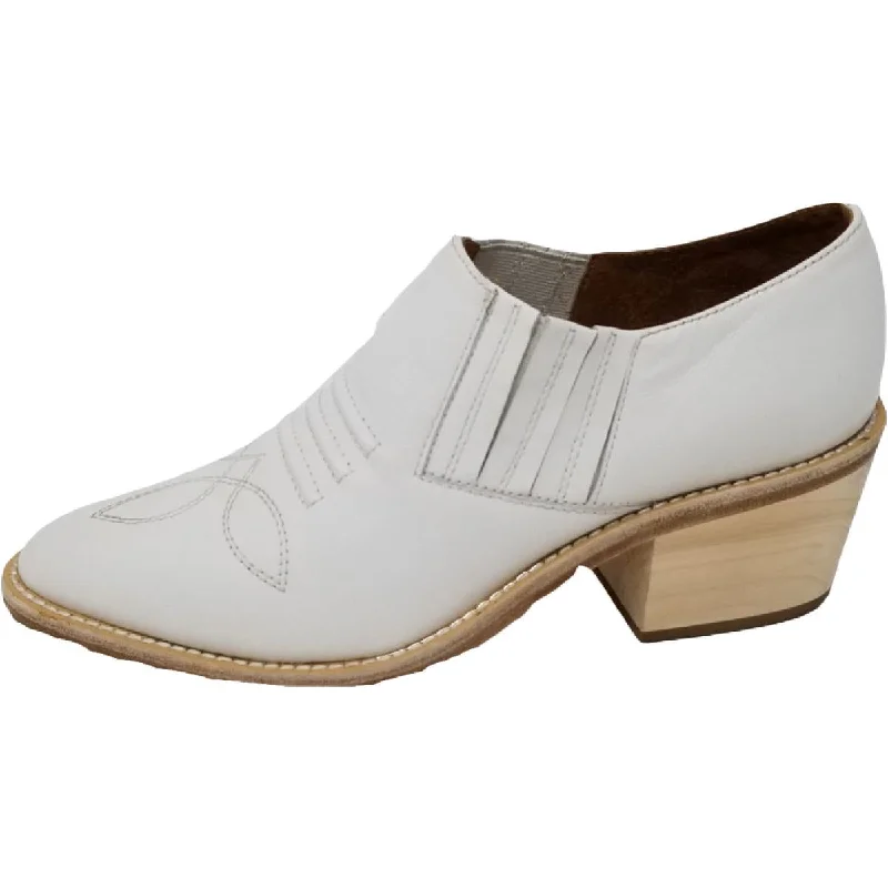 Edgy Fashion Deals NYLA Womens Santa Ana Leather Block Heel Shooties