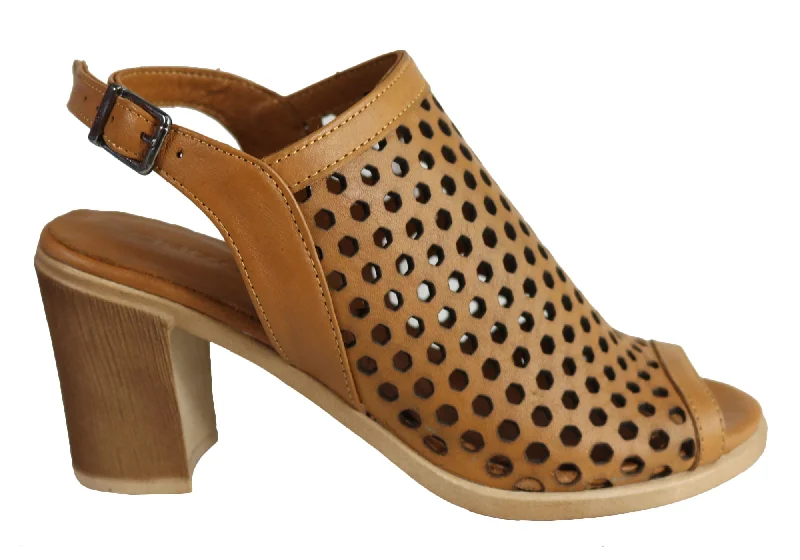 Best Women's Shoe Deals Orizonte Sian Womens European Leather Comfortable Mid Heel Sandals