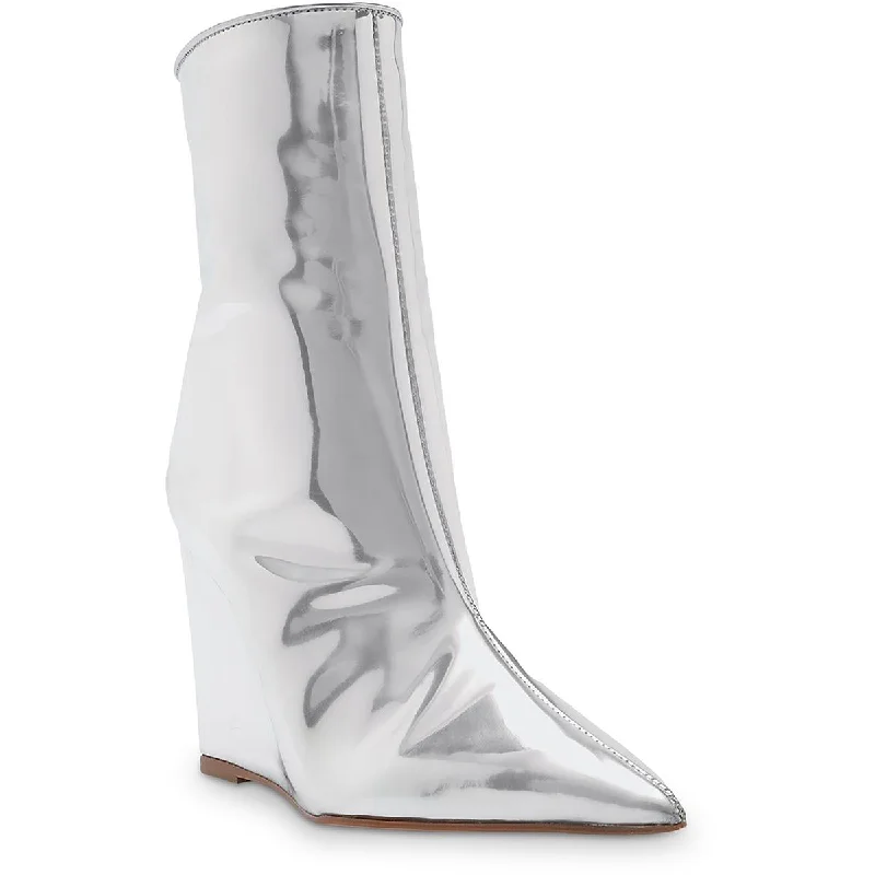 Shop Sales Schutz Womens Abya Leather Metallic Wedge Boots