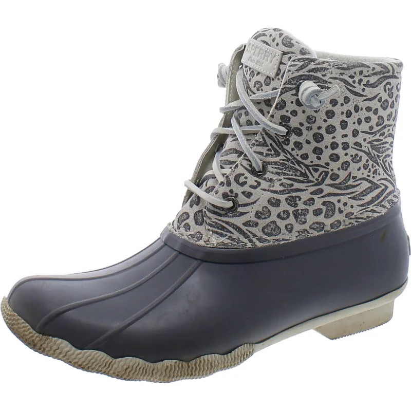 Latest Trends Sperry Womens Saltwater Animal Print Suede Animal rint Ankle Boots