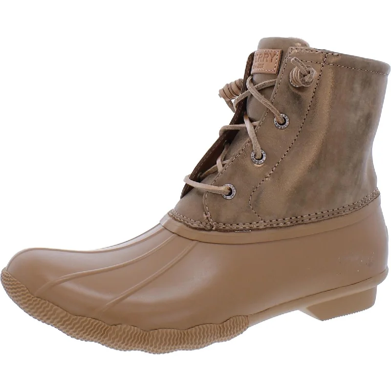The Latest Fashion Trends Sperry Womens Saltwater Faux Suede Lace-Up Rain Boots