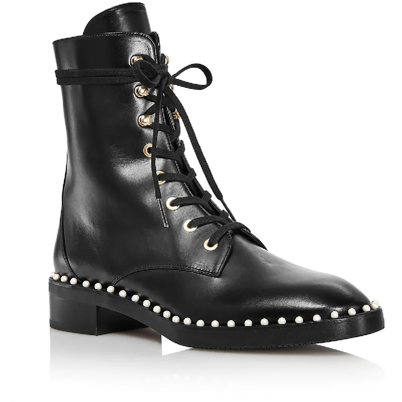 Budget Saver Stuart Weitzman Womens Sondra Leather Ankle Combat & Lace-Up Boots