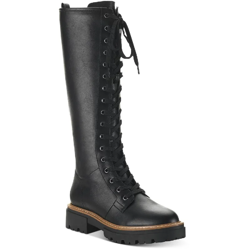 Daily Deals Sun + Stone Womens Aylssaa  Faux Leather Tall Combat & Lace-up Boots