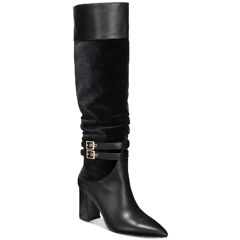 Vintage-Inspired Shoes Deal Things II Come Womens Myrilla Mixed Media Riding Knee-High Boots Vintage-Inspired Shoes Deal Things II Come Womens Myrilla Mixed Media Riding Knee-High Boots