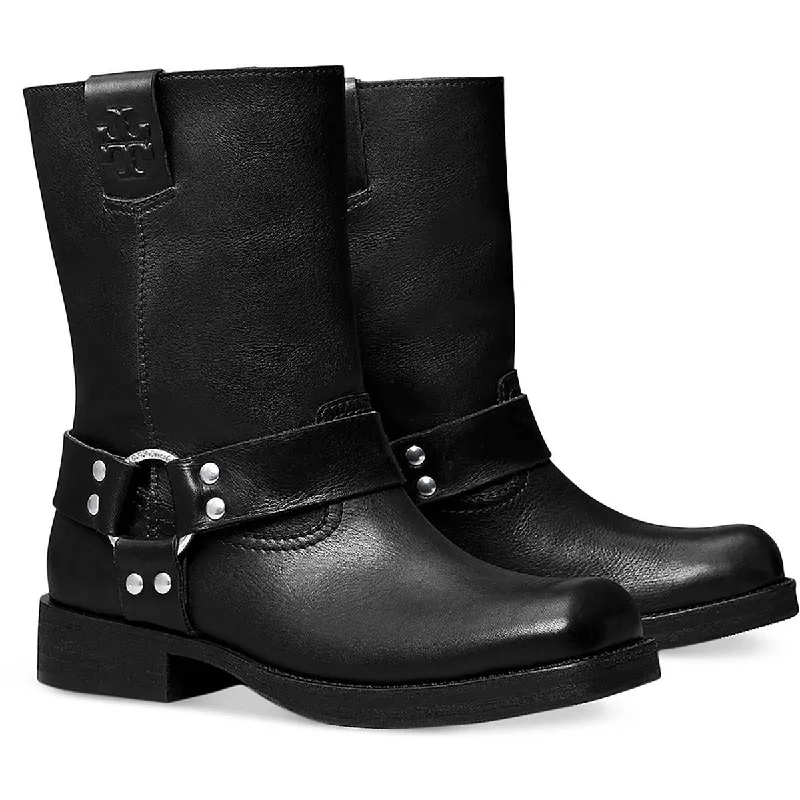 Seasonal Trends Tory Burch Womens Leather Square Toe Motorcycle Boots