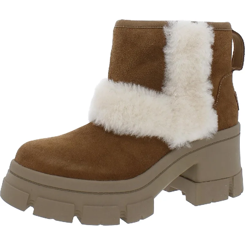 Non-Slip Shoes Offers Ugg Womens Brooklyn Sunburst Suede Block Heel Ankle Boots