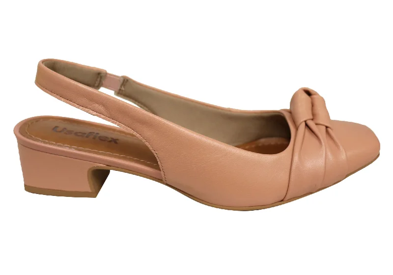 Huge Markdowns Usaflex Delaney Womens Comfort Leather Low Heel Shoes Made In Brazil