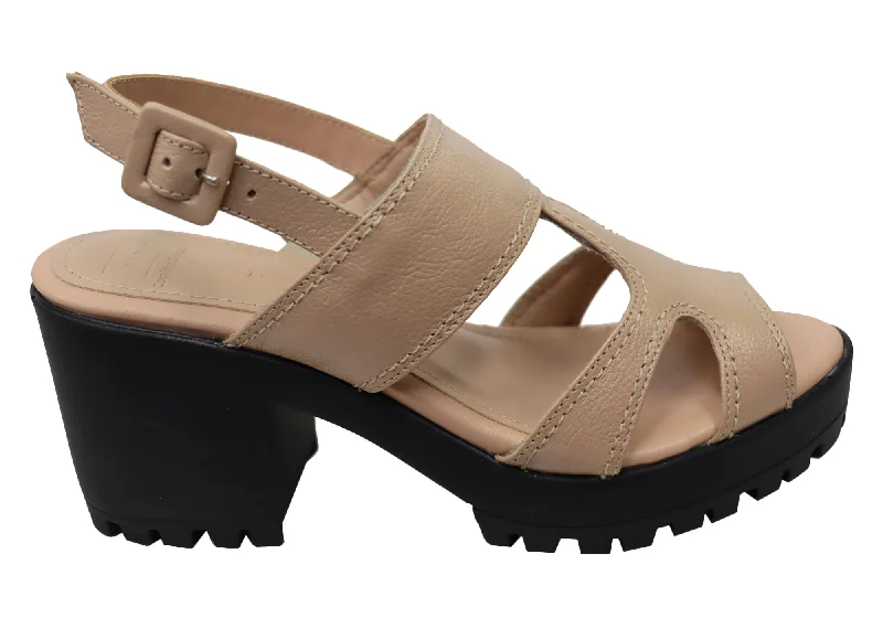 Non-Slip Shoes Via Paula Audrey Womens Brazilian Comfortable Leather Platform Heels