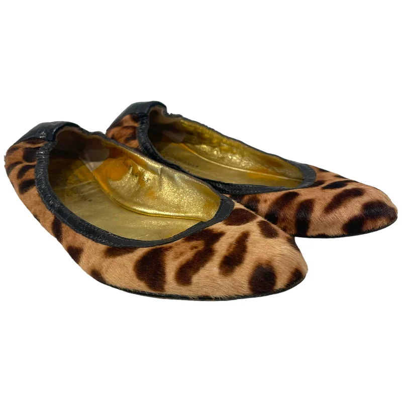 DOLCE&GABBANA/Flat Shoes/EU 35.5/Animal Pattern/Leather/GLD/Vintage Leopard Print