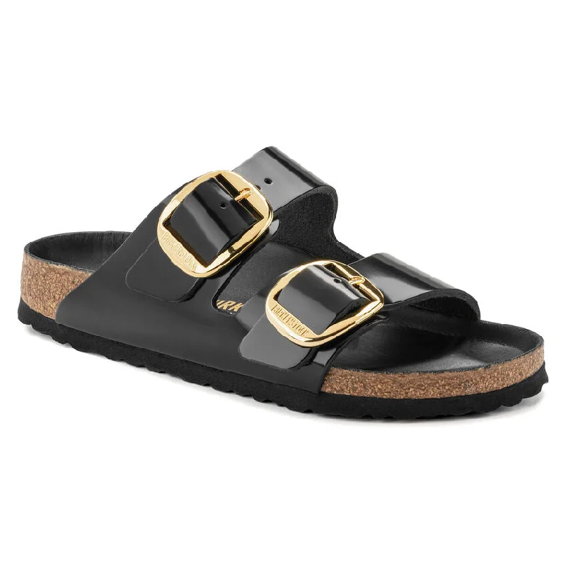 Glamorous Fashion Offers Birkenstock Arizona Big Buckle Natural Leather Patent High Shine Black Women's