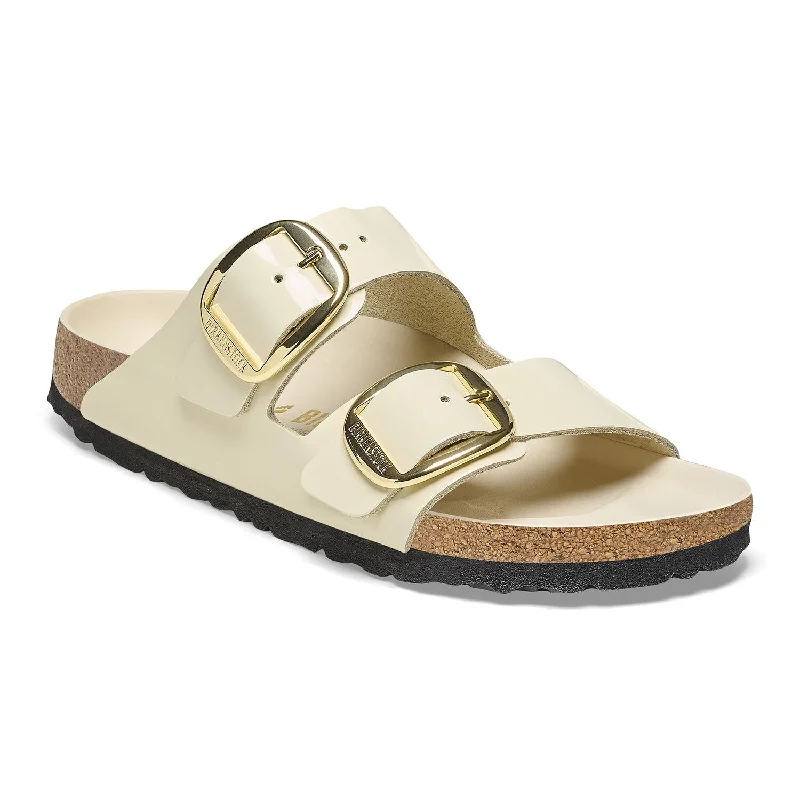 Comfortable Stretch Shoes Promotion Birkenstock Arizona Big Buckle Natural Leather Patent High Shine Ecru Women's