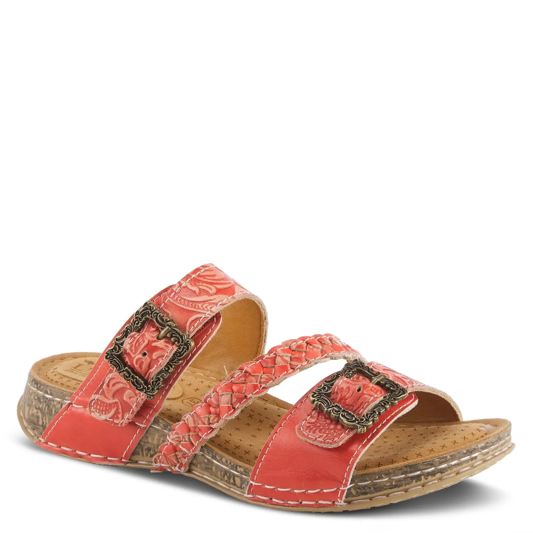 Non-Slip Work Shoes Sale ASTRA SLIDE SANDALS L'ARTISTE - RED LEATHER