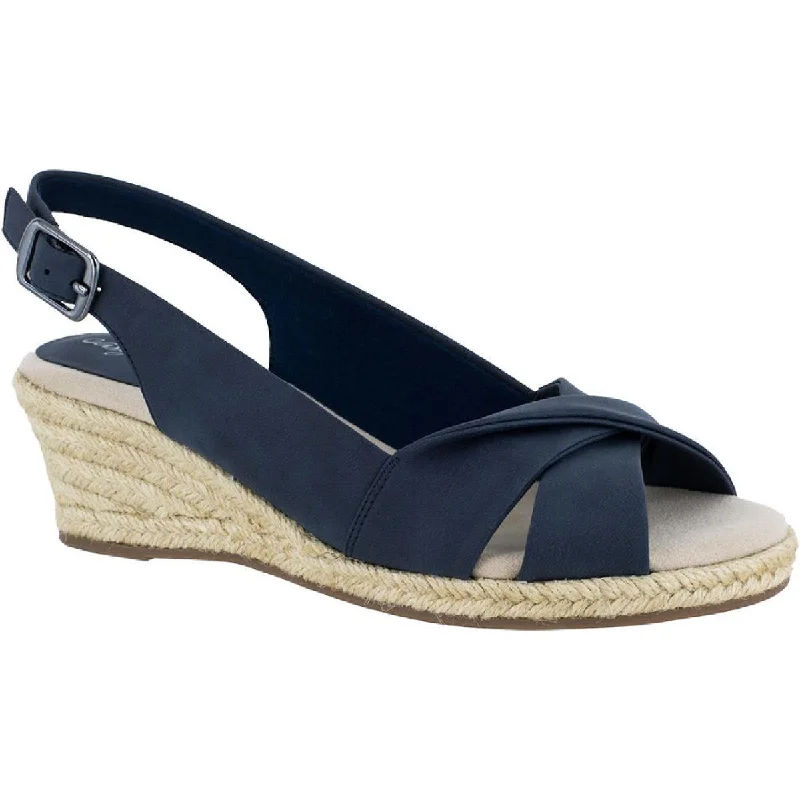 Best Shoe Deals Maureen Womens Faux Leather Slingback Wedge Sandals