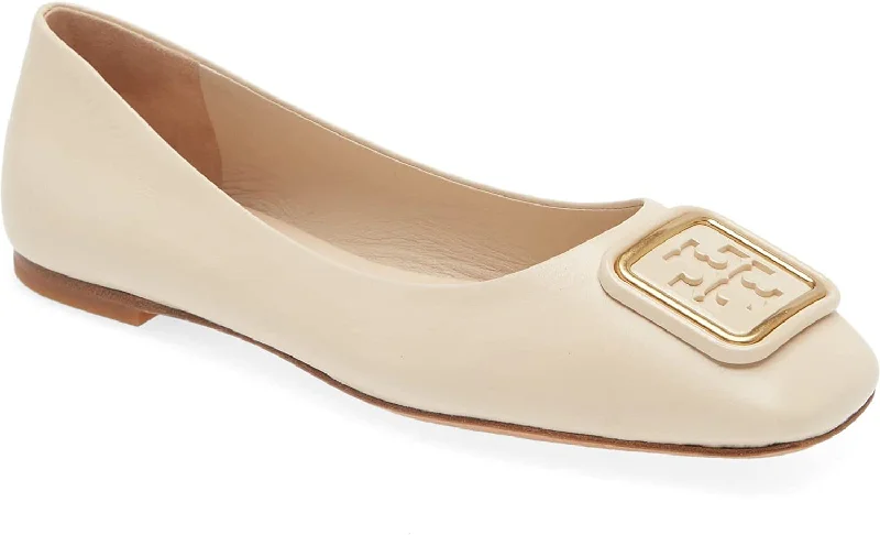 Tory Burch Women's Brie Georgia Square Toe Logo Flats Shoes