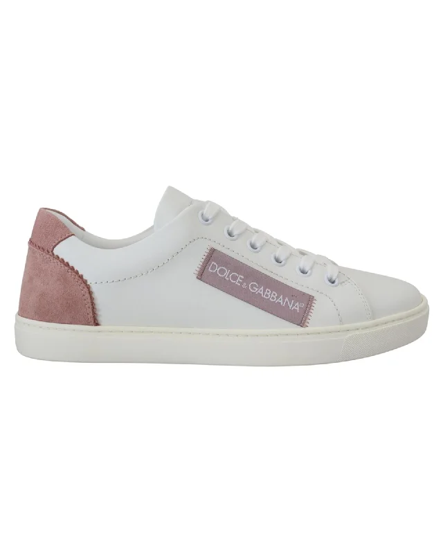 Daily Deals Dolce & Gabbana  Women's White Leather and Suede Low Top Sneakers
