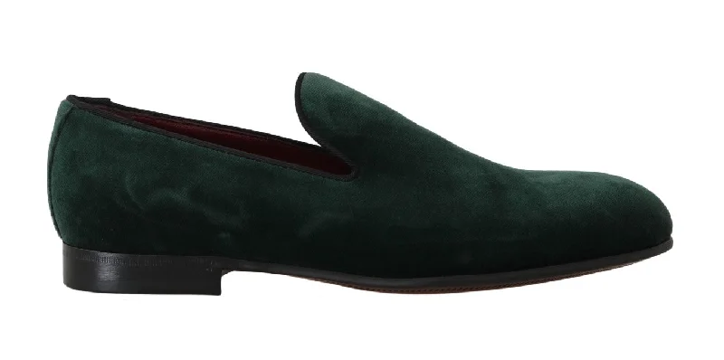 Dolce & Gabbana Elegant Green Suede Slip-On Women's Loafers