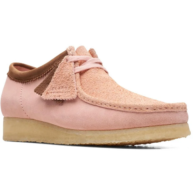 Wallabee Womens Suede Fringe Lace Up Flats